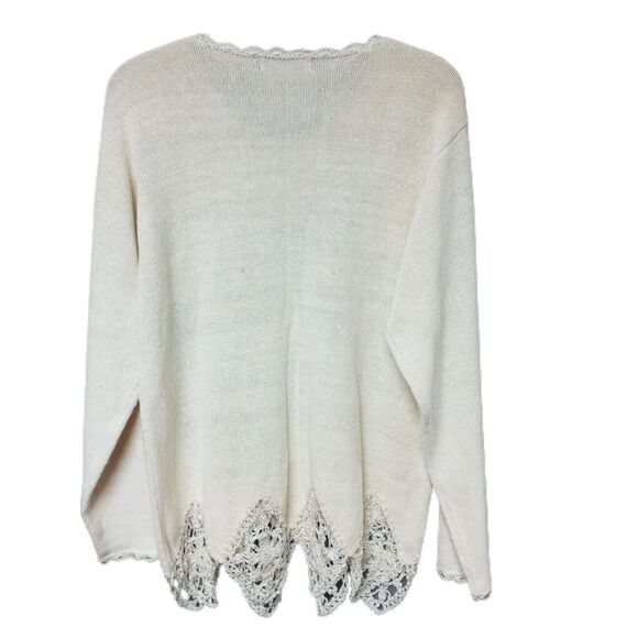 Seventh Avenue Womens Floral Embroidered Tunic Sweater Lace Trim Boho Small - Picture 3 of 12